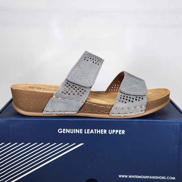 White Mountain Shoes - White Mountain Sandals Women Size 9.5 Blue Raspberry Ferula Leather Wedge Slide
